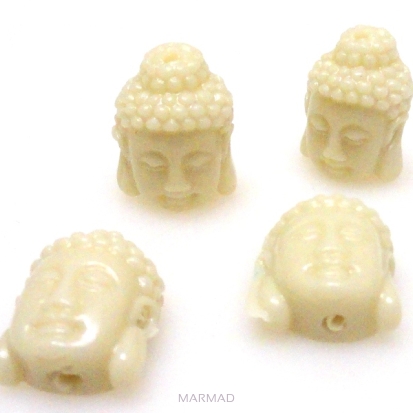 Koral z żywicą - głowa Buddy 15x10mm - kremowy