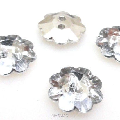 Guziki kryształowe fasetowane - kwiatek 12mm - crystal