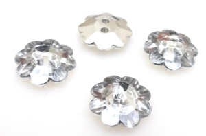 Guziki kryształowe fasetowane - kwiatek 12mm - crystal