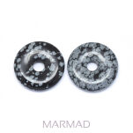 Obsydian śnieżny - donut 12 mm, 30 x 5-7 mm, otwór: 6 mm - 2