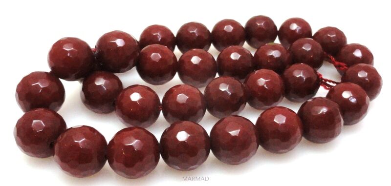 Jadeit fasetowany - kula 12mm - bordowy