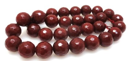 Jadeit fasetowany - kula 12mm - bordowy