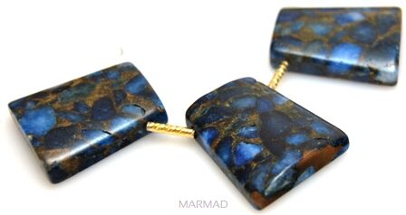 Kwarc z żywicą niebieski - na wisior - trapez 30x25mm