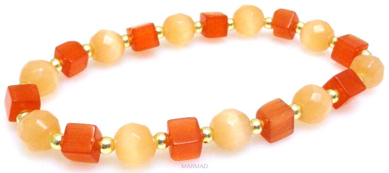 Bransoleta - uleksyt i hematyt złoty - 18cm