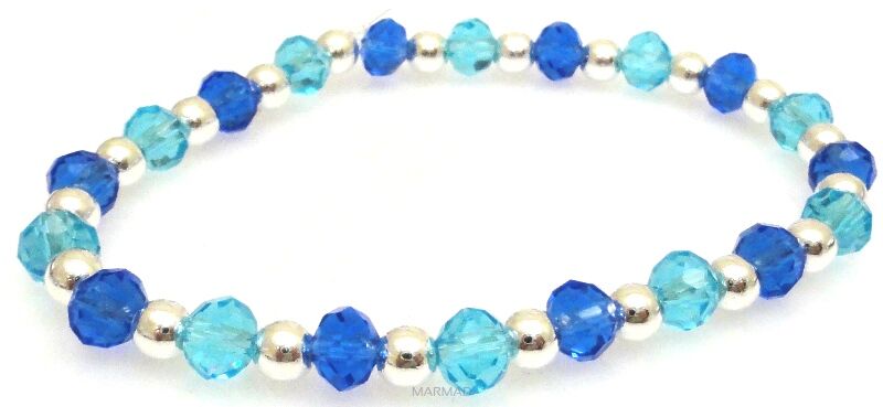 Bransoleta - hematyt srebrny i kryształki fasetowane - 17,5cm