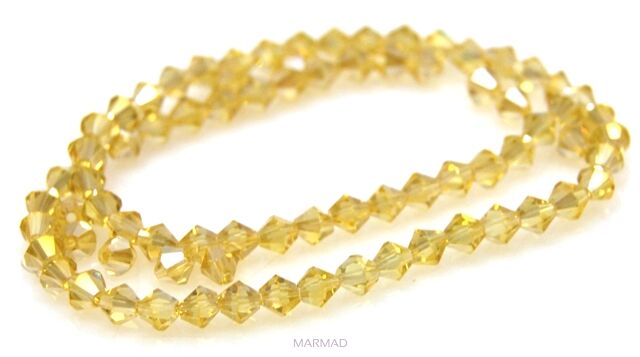 Kryształki fasetowane z efektem AB- bicone 4x4mm - topaz