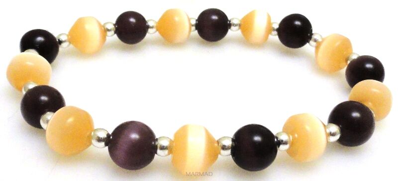 Bransoleta - uleksyt i hematyt srebrny - 17,5cm