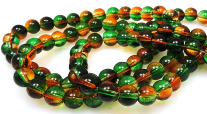 Kule szklane 8mm - pomarańczowo zielone