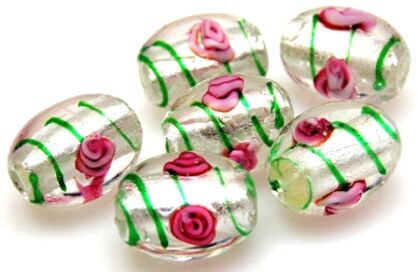 Szkło weneckie - oliwki 18x14mm