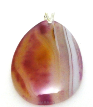 Zawieszka - agat różowy 45x29x7mm + srebro 925
