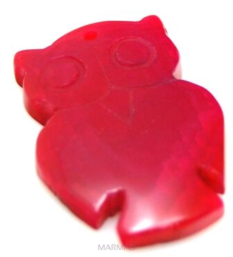 Agat różowy - na wisior - sowa 48x32mm