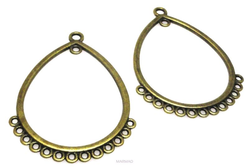 FILIGRAN Baza na wisior, kolczyki 48x35mm - antyczny brąz