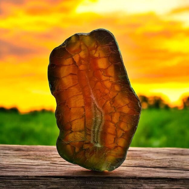 Agat zielono miodowy- krokodyla skóra - plaster z otworem- 55x32x8mm- na zawieszkę