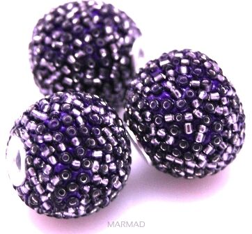 Koraliki indonesia - oponka 18x16mm - fioletowe