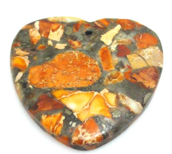 Jaspis cesarski z żywicą - na wisior serce 40x40x6mm