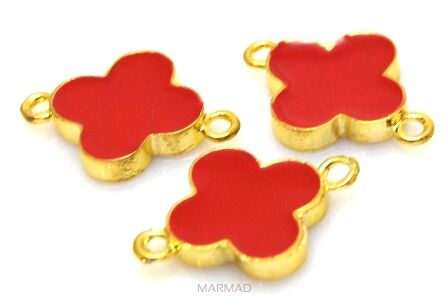 Ozdobny łącznik - koniczynka czerwona dwustronna