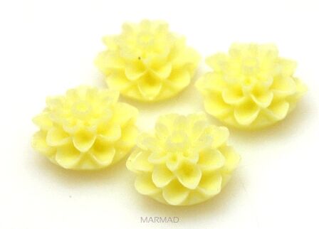 Kaboszon - kwiatek żółty cytrynowy 14mm