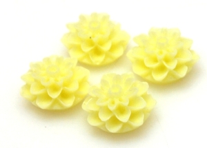 Kaboszon - kwiatek żółty cytrynowy 14mm