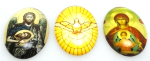 Kaboszony szklane owal 25x18mm - zestaw 3 sztuki - dewocjonalia