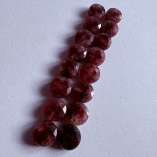 Turmalin - fasetowany naturalny- moneta 10x6mm- fioletowy