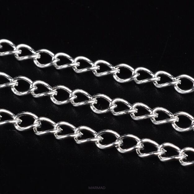 Łańcuszek twist ogniwka 5x3,5mm - 1 metr - posrebrzane