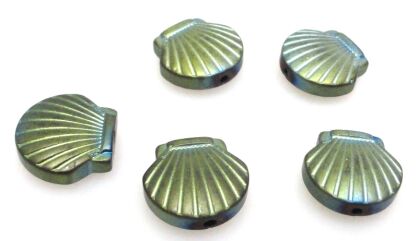 Hematyt matowy zielony - muszelka 10x10mm