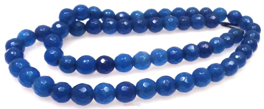 Jadeit fasetowany - kula 6mm - niebieski