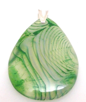 Zawieszka - agat zielony 42x27x6mm + srebro 925