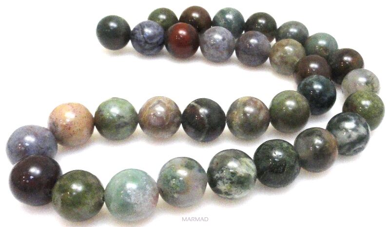 Agat India - kule 12mm - sznur 38cm