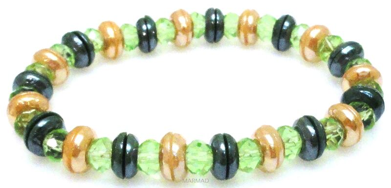 Bransoleta - kryształki fasetowane i dyski perłowe - 17cm