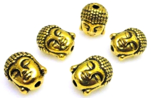 Głowa Buddy - ozdobna przekładka do biżuterii - kolor złoty