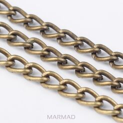 Łańcuszek twist ogniwka 6x4mm - 1 metr - antyczny brąz