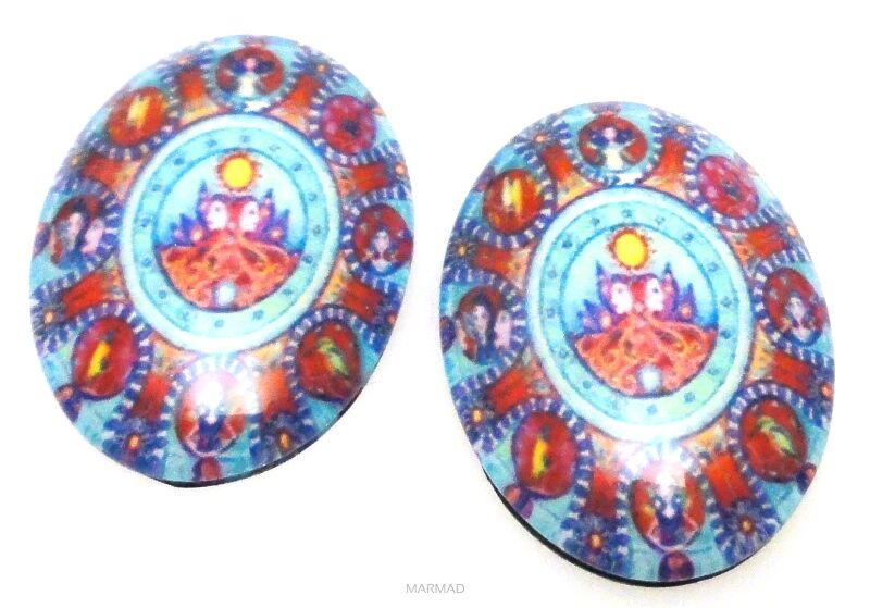 Kaboszon - owal 30x20mm - wzór orientalny