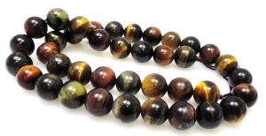 Tygrysie oko mix odcieni kule 10mm - sznur 39cm