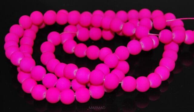 Kule szklane gumowane matowe - kule 8mm - różowe