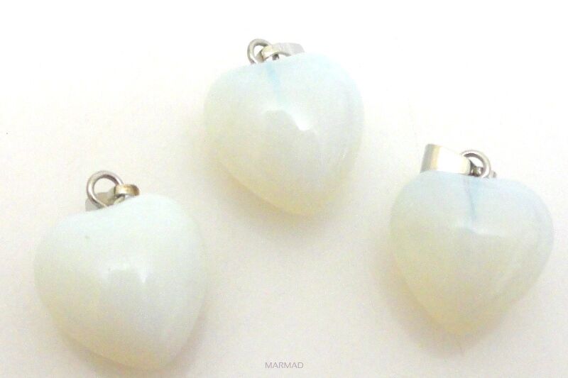 Zawieszka - opal, opalit mleczny serce 24x15mm