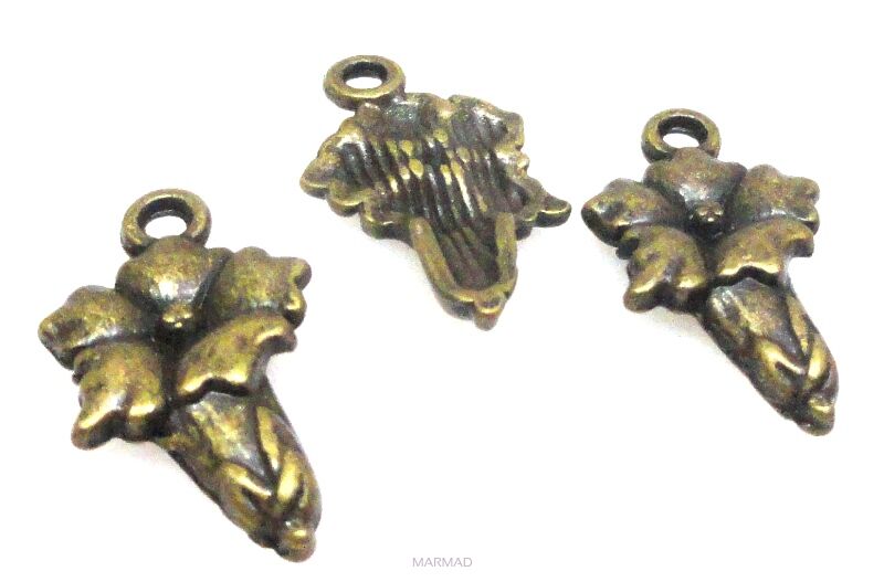 Zawieszka - kwiatek 20x11mm - antyczny brąz