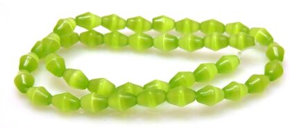 Kocie oko- uleksytowe - podłużne bicone 10x7mm - seledynowy