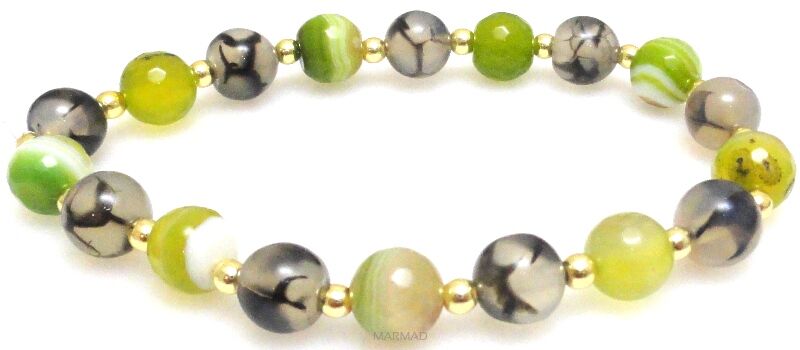 Bransoleta - agat i hematyt złoty - 19cm