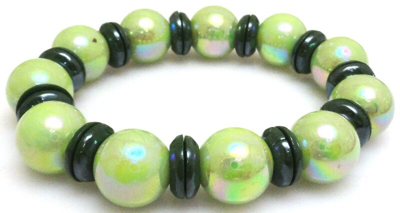 Bransoleta - akryl kule 14mm i dyski perłowe - 19cm