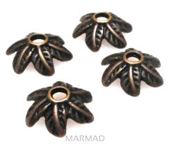 Czapeczki na korale - kwiatek 10mm - red copper