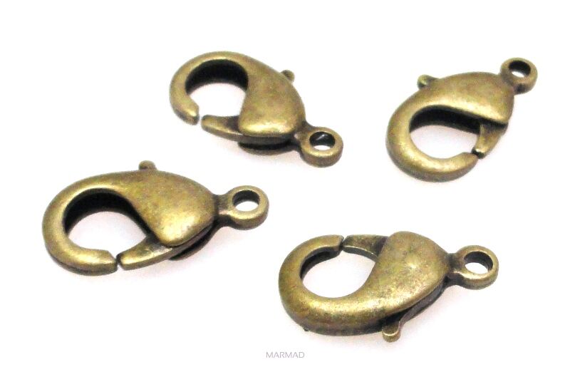 Zapięcie karabińczyk 15mm - antyczny brąz