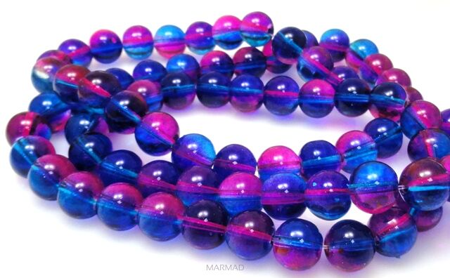 Kule szklane 10mm - niebiesko różowe