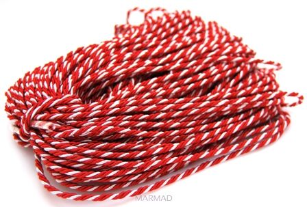Sznurek ozdobny pleciony 3mm - czerwono srebrny - 1 metr
