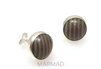 Krzemień pasiasty 10mm - kolczyki sztyft srebro 925 