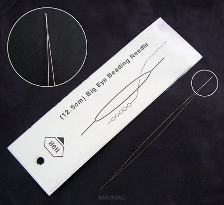 Igła z dużym oczkiem 0,3mm do nawlekania koralików - długość 75mm - 1 sztuka