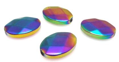 Hematyt fasetowany tęczowy - owal 18x13mm - II gatunek
