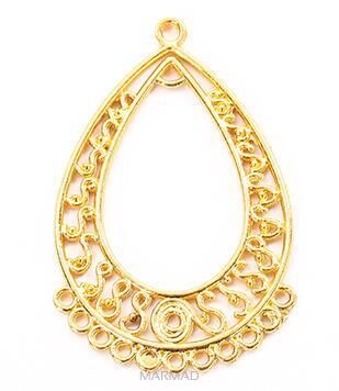 Łącznik, konektor, Baza filigranowa na wisior, kolczyki - łezka 44x28,5mm