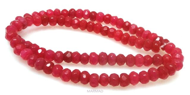 Jadeit fasetowany - oponka 6x4mm - czerwono różowy