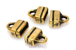 Końcówki złocone do wklejania rzemieni z otworem 10x3,5mm - 1 para